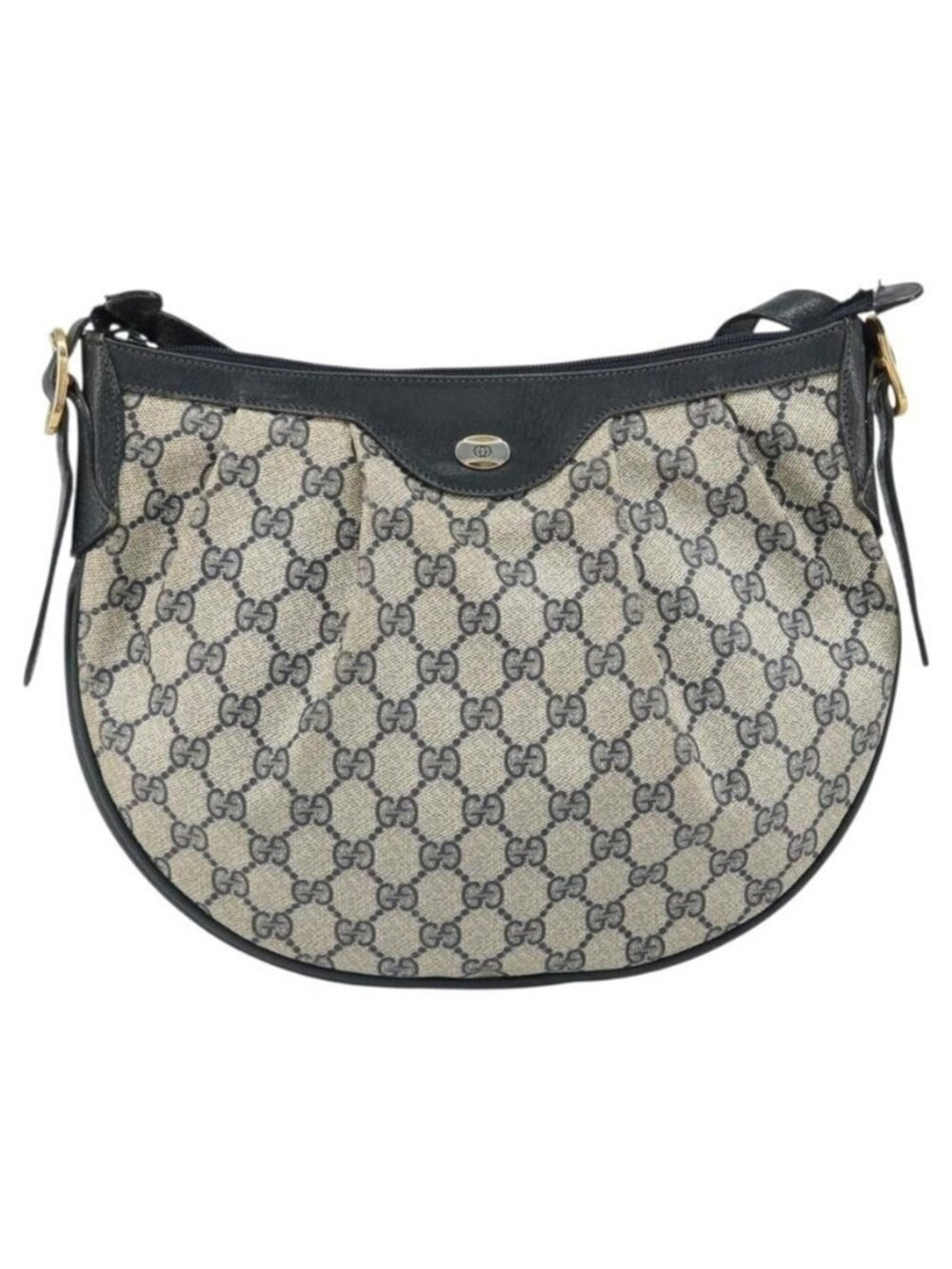 Authentic GUCCI GG Supreme Shoulder Bag PVC Navy Gold 41 02 058 - Picture 3 of 16